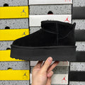 UGG Kallen Lace Platform Ankle Boot – Suede Boot with Shearling Lining, Tonal Cross-Strap Closure & All-Black Chunky Platform Sole in Black
