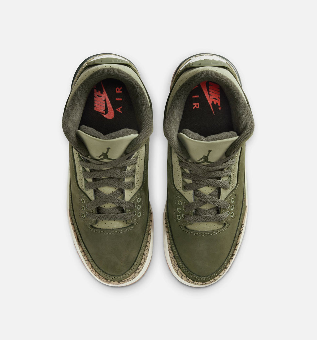 Air Jordan 3 Retro Medium Olive Big Kids' Sneakers - Medium Olive / Light Olive / Sail