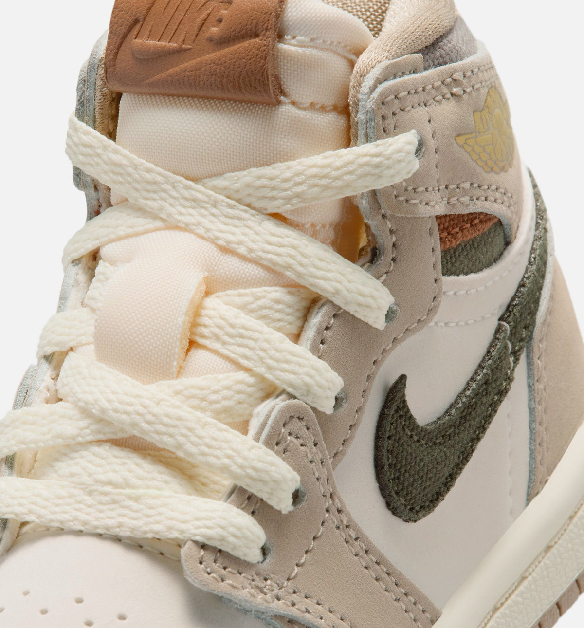 Air Jordan 1 Retro High OG Infant & Toddler Lifestyle Shoes - Khaki/Sail/Coconut Milk/Cargo Khaki
