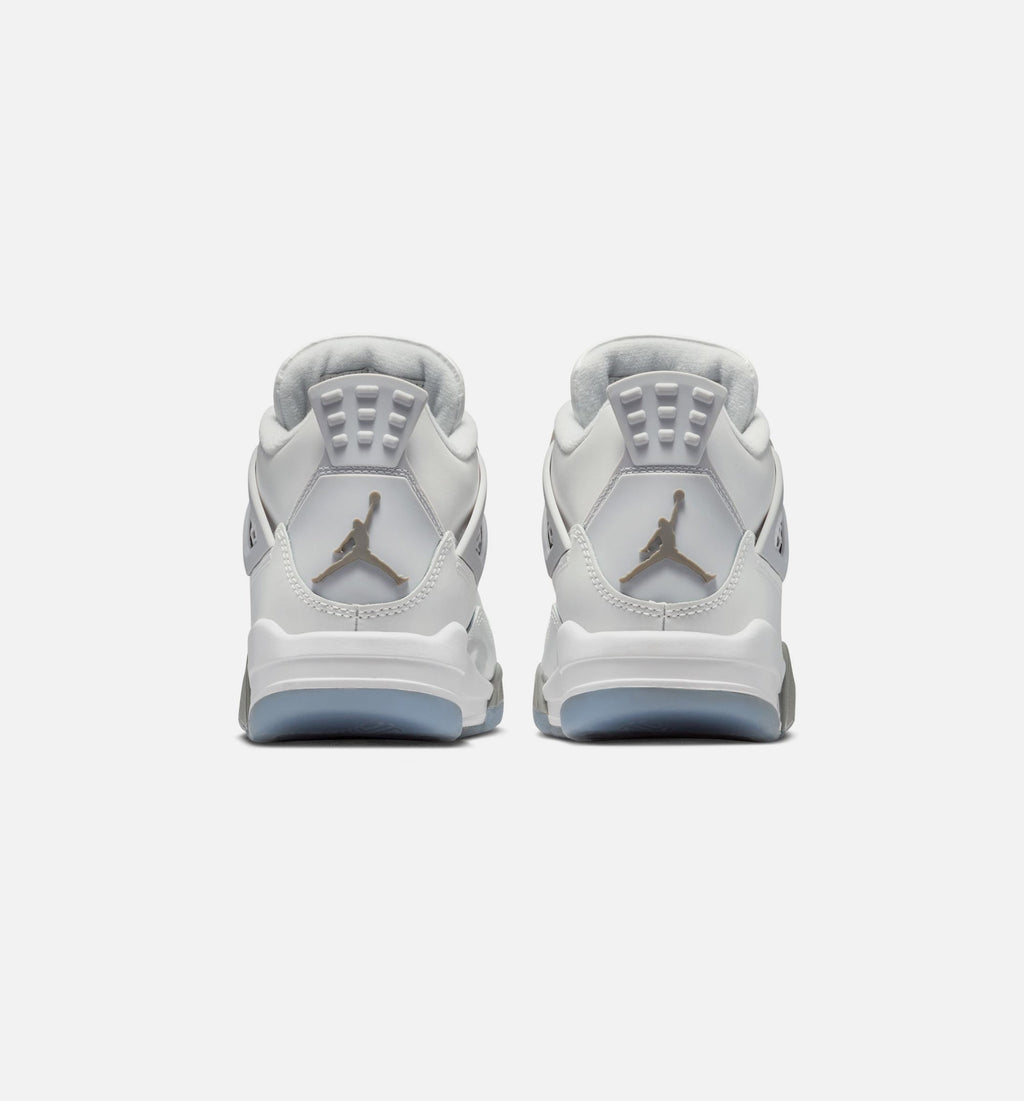 Air Jordan 4 Retro Grade School Lifestyle Shoe - Photon Dust/Blue Chill/Flat Pewter/White/Blue Tint