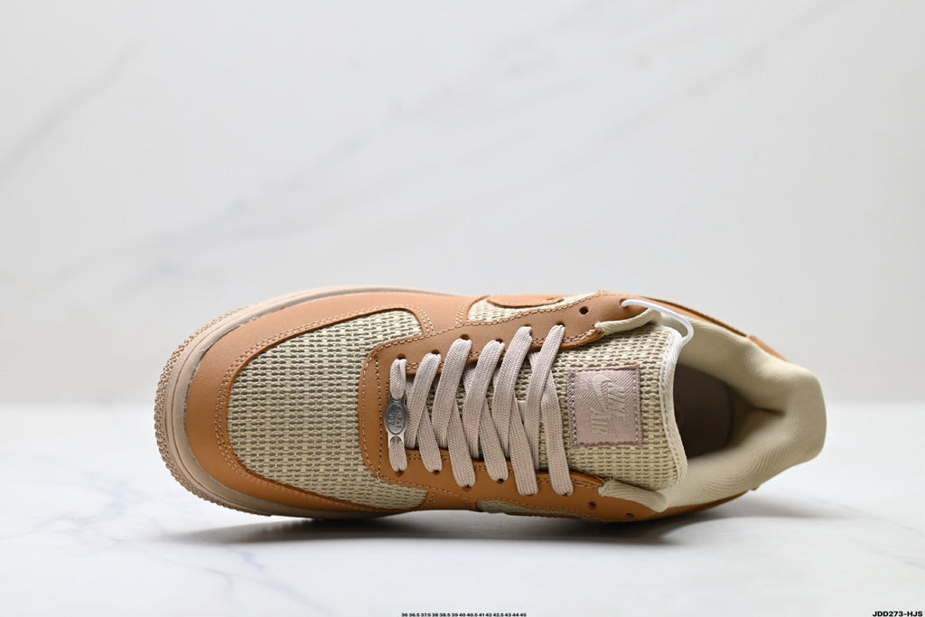 Nike Air Force 1 Low Tan Woven Unisex Sneakers Style 18