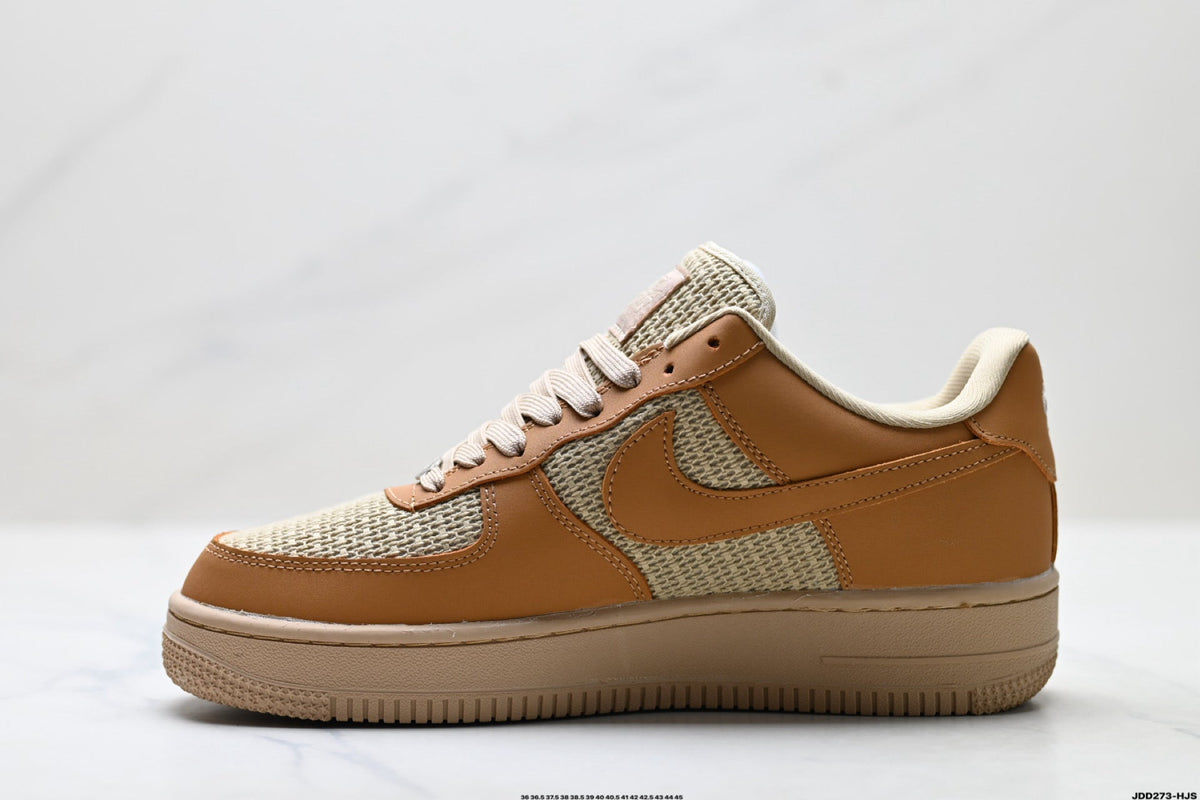 Nike Air Force 1 Low Tan Woven Unisex Sneakers Style 18