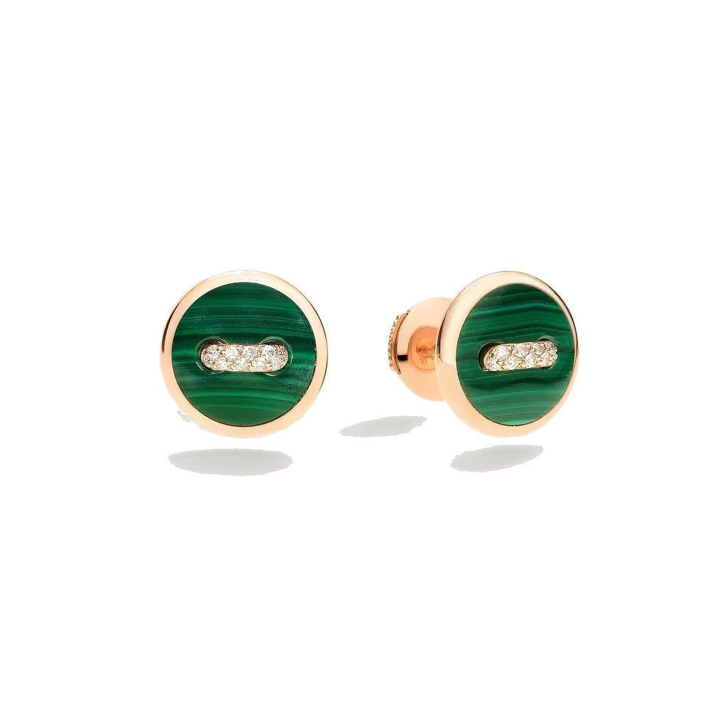 Pomellato Style Malachite Cubic Zirconia 18K Gold-Plated Earrings
