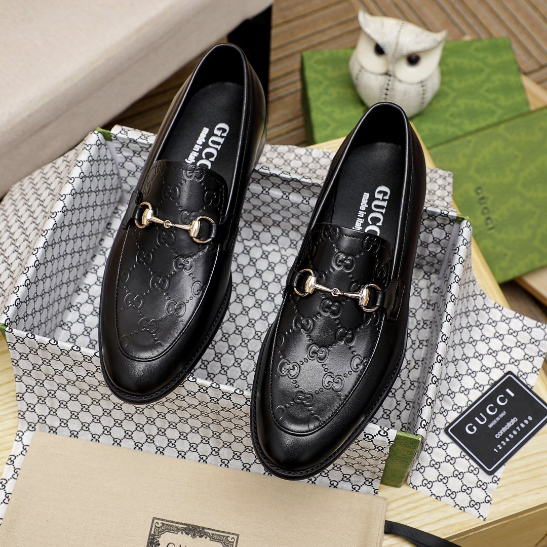 Gucci Black Horsebit Loafers - Leather Lining