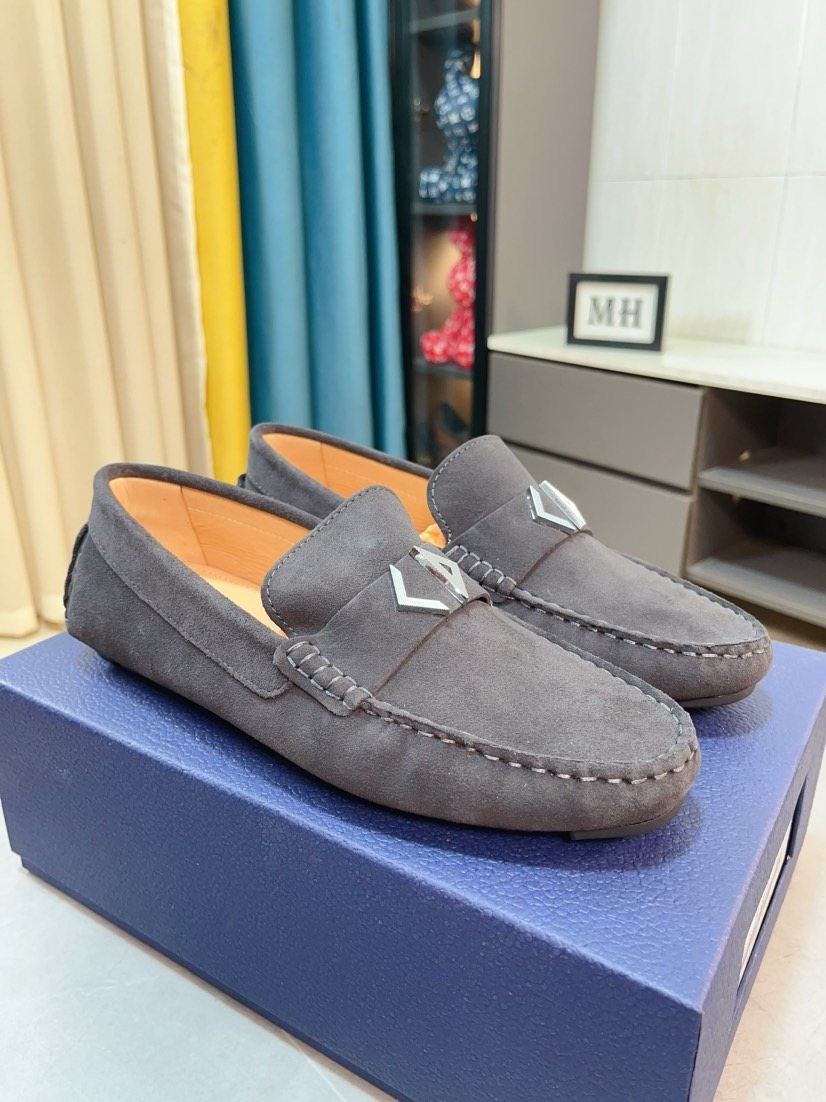 Dior Dark Gray Metal Accent Loafers