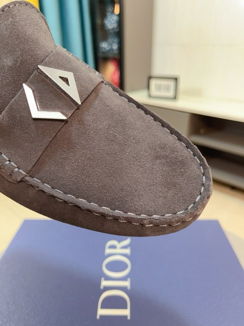 Dior Dark Gray Metal Accent Loafers