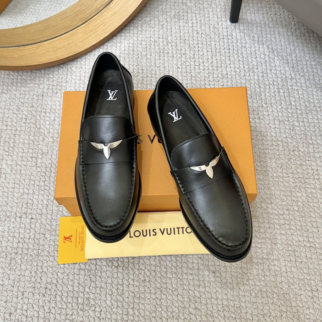 Louis Vuitton Men's Black Metal-Accent Loafers