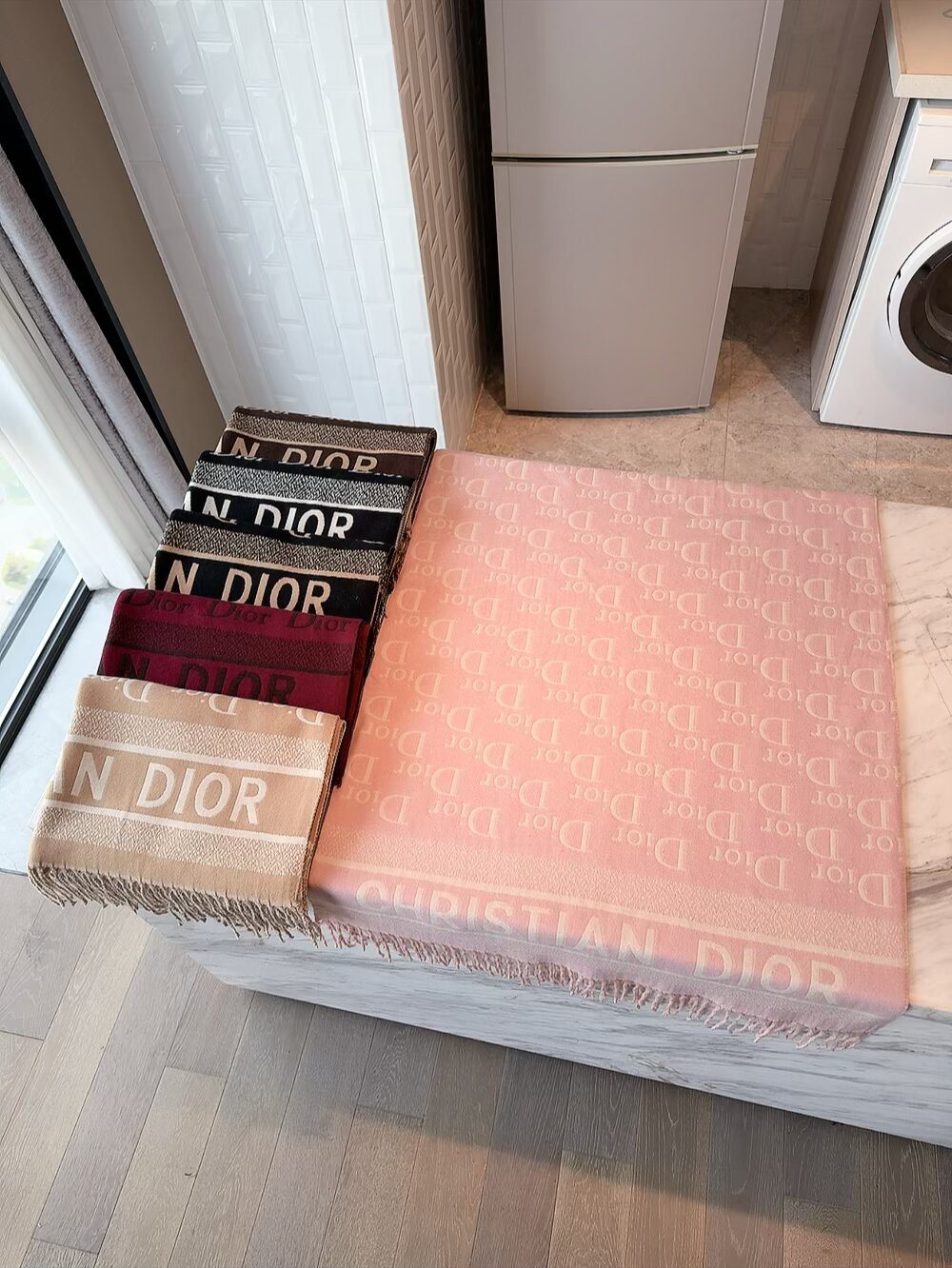 Dior Fringed Monogram Scarf