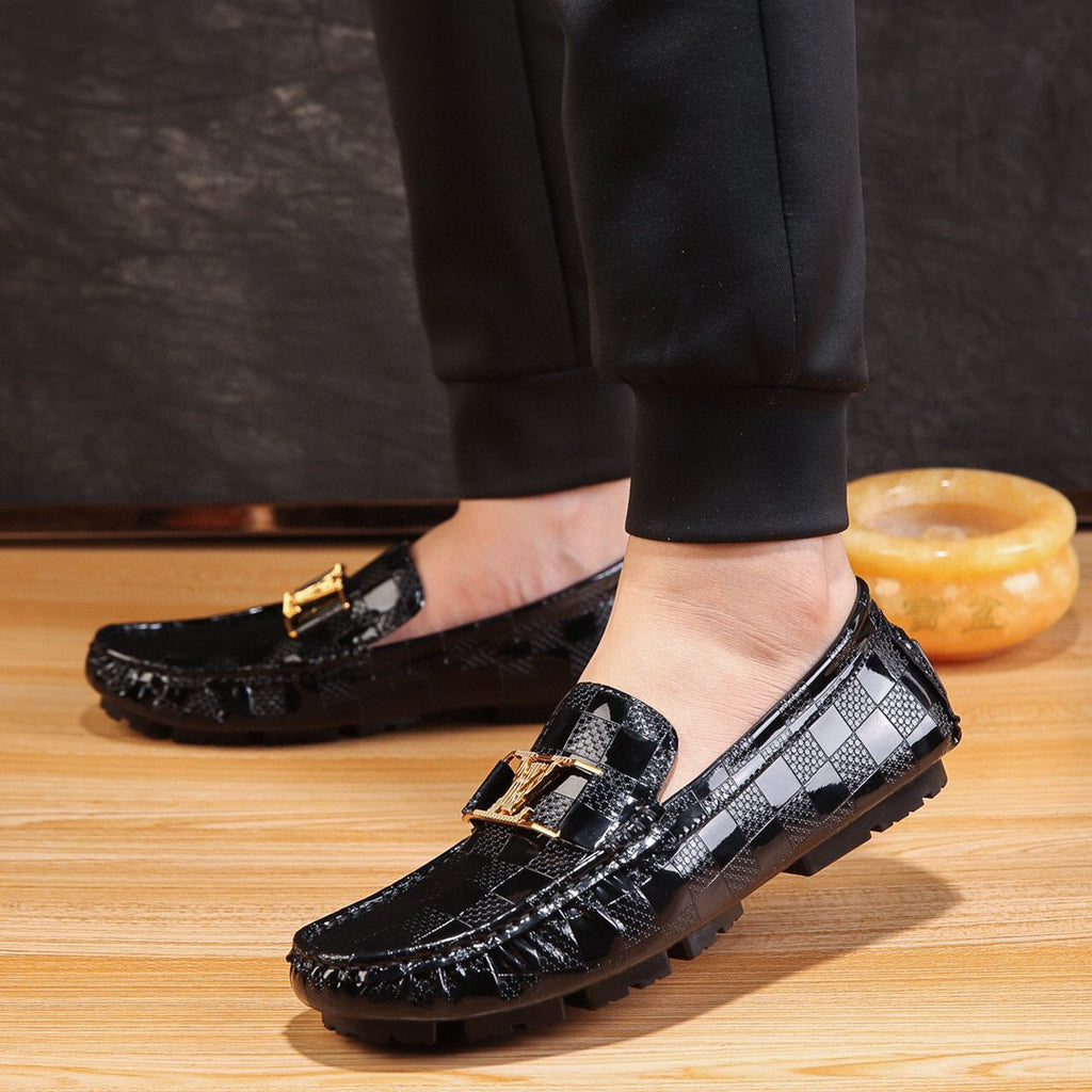 Louis Vuitton Men's Black Buckle Driving Loafers