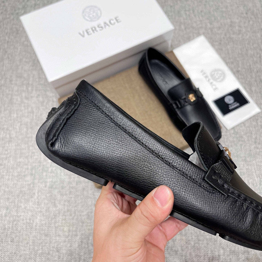 Versace Men's Black Medallion Loafers - Leather Lining