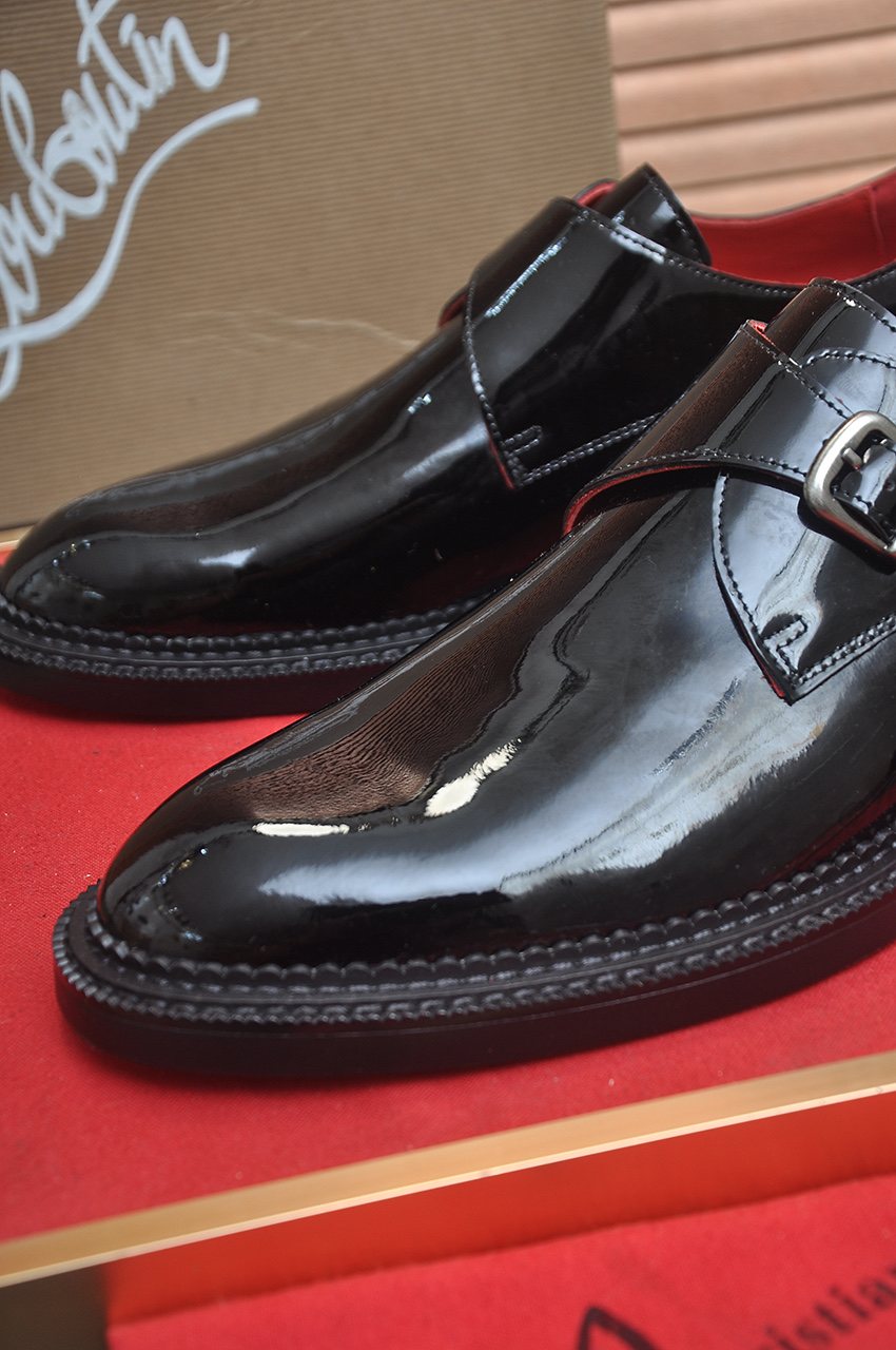 Christian Louboutin Black Buckle Dress Shoes - Silver-Tone Hardware