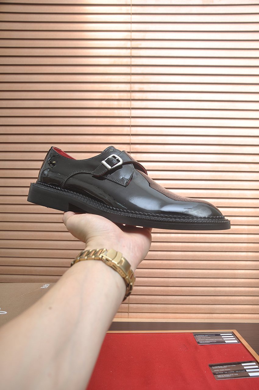 Christian Louboutin Black Buckle Dress Shoes - Silver-Tone Hardware