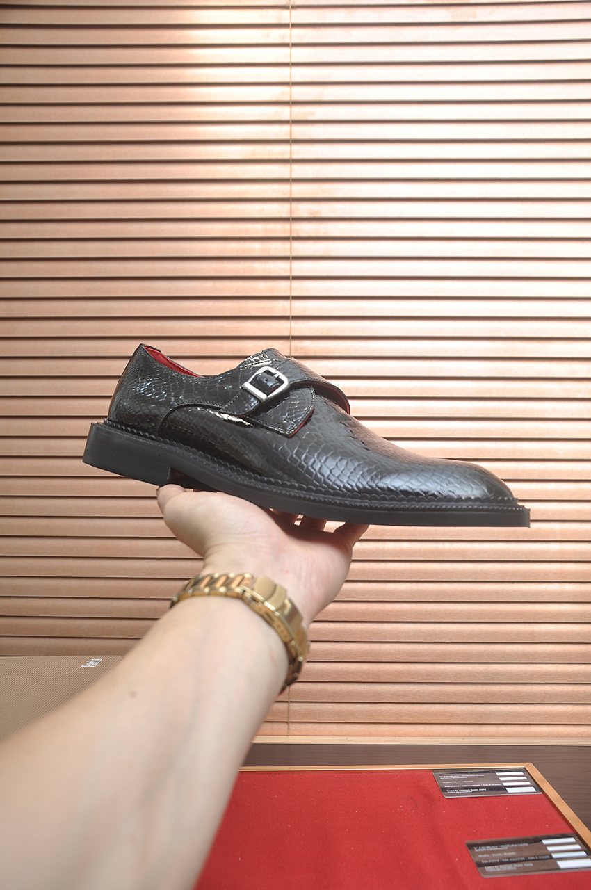 Christian Louboutin Black Buckle Loafers