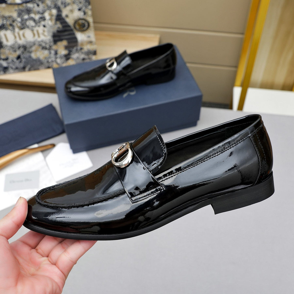 Dior Black Patent Leather Loafers