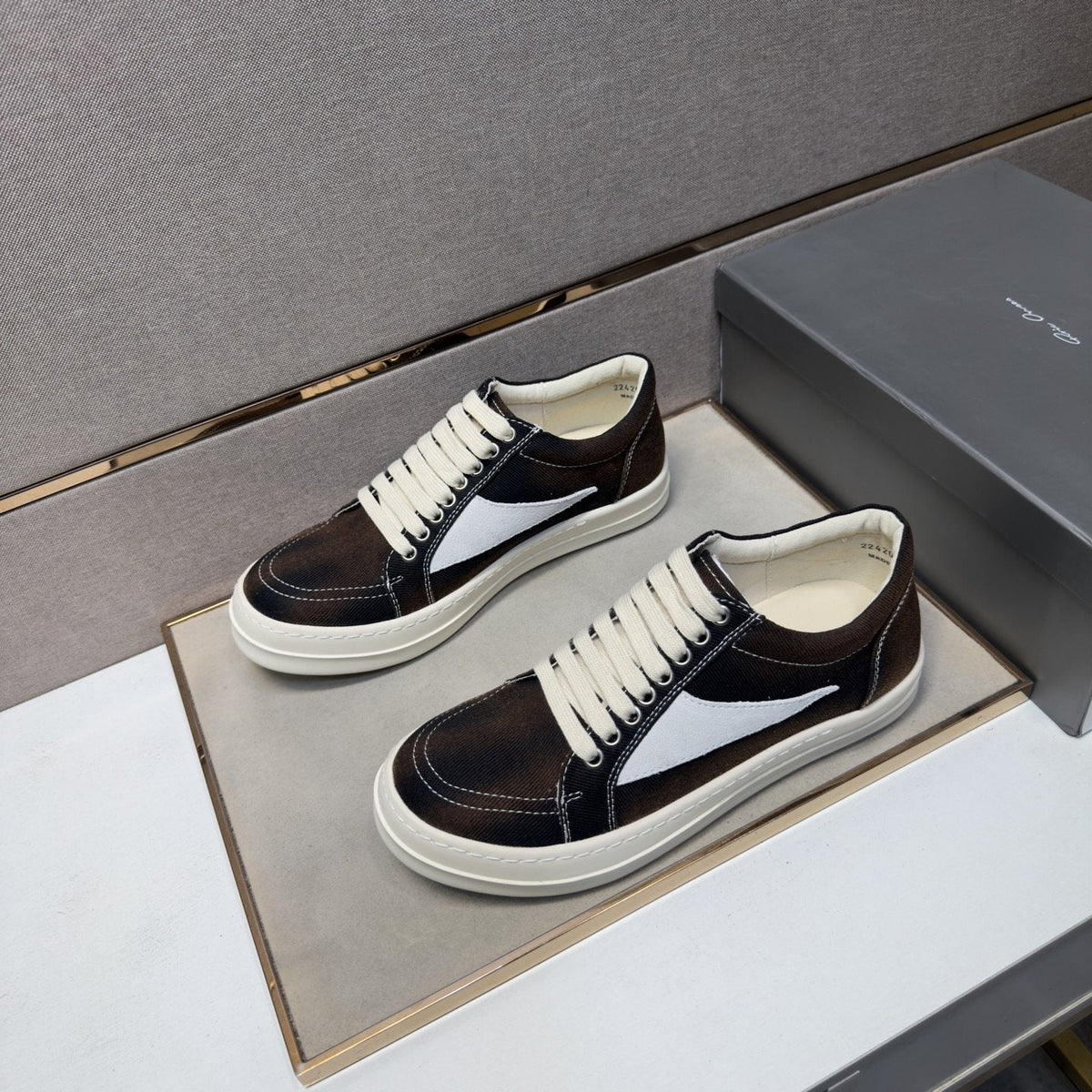 Dark Brown Panel Low-Top Sneakers