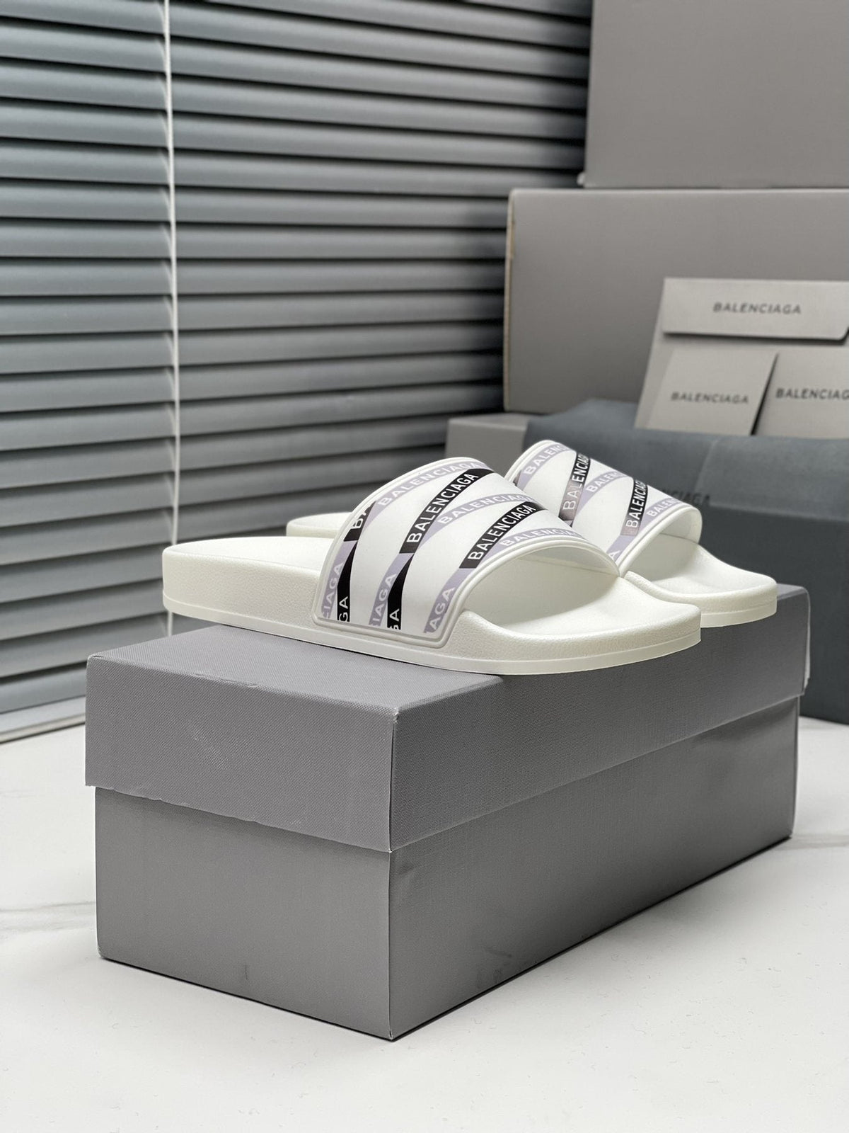 Balenciaga Logo Strap Slide Sandals
