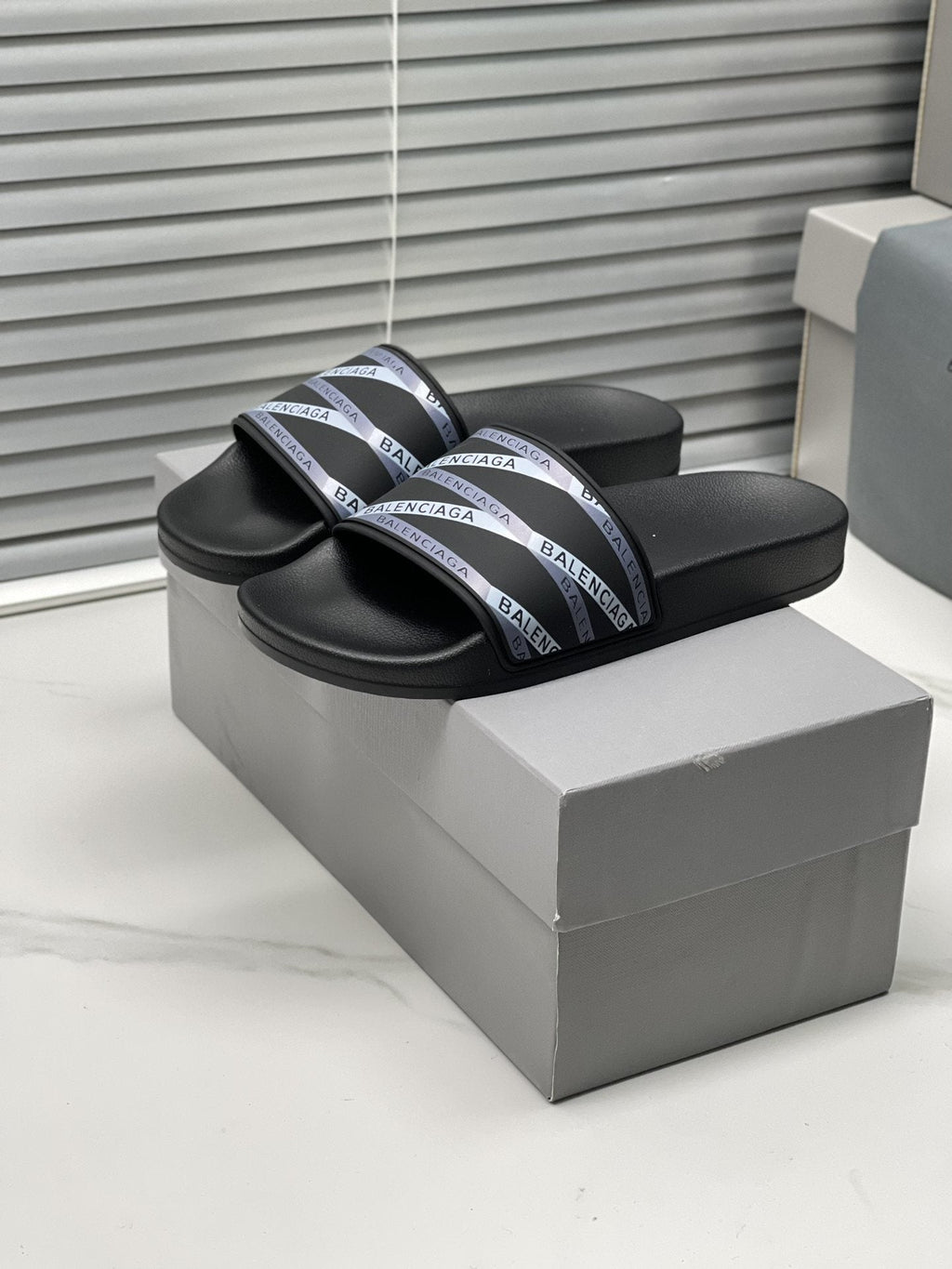 Balenciaga Logo Strap Slide Sandals