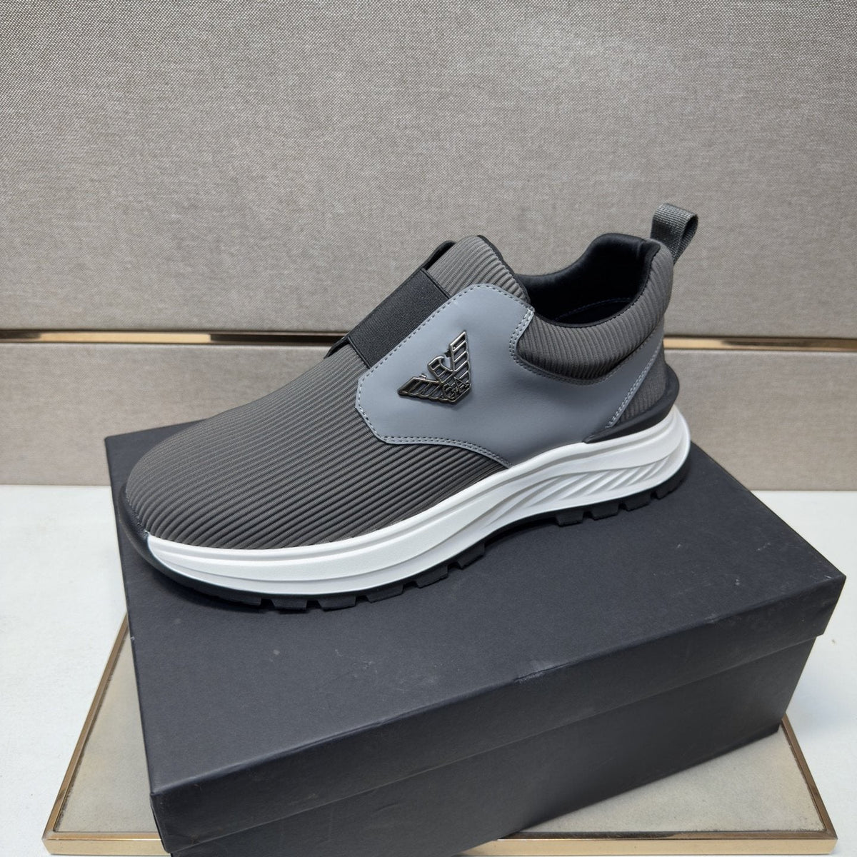 Armani Black Slip-On Sneakers