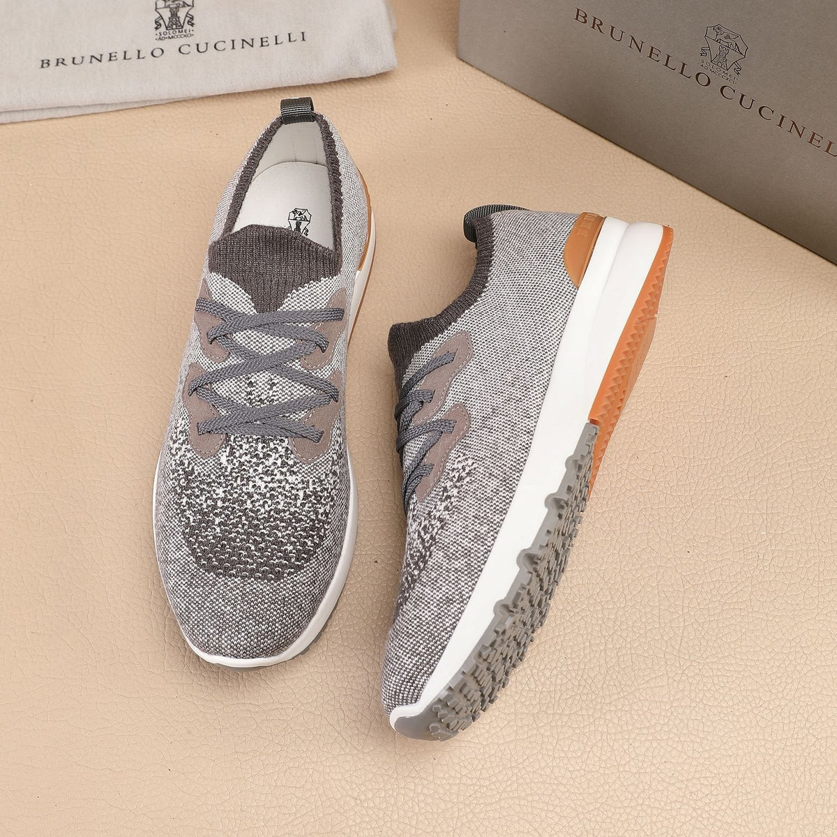 Brunello Cucinelli Knit Lace-Up Sneakers