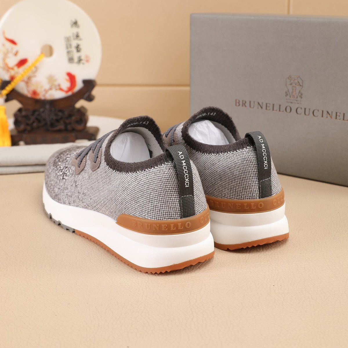 Brunello Cucinelli Knit Lace-Up Sneakers