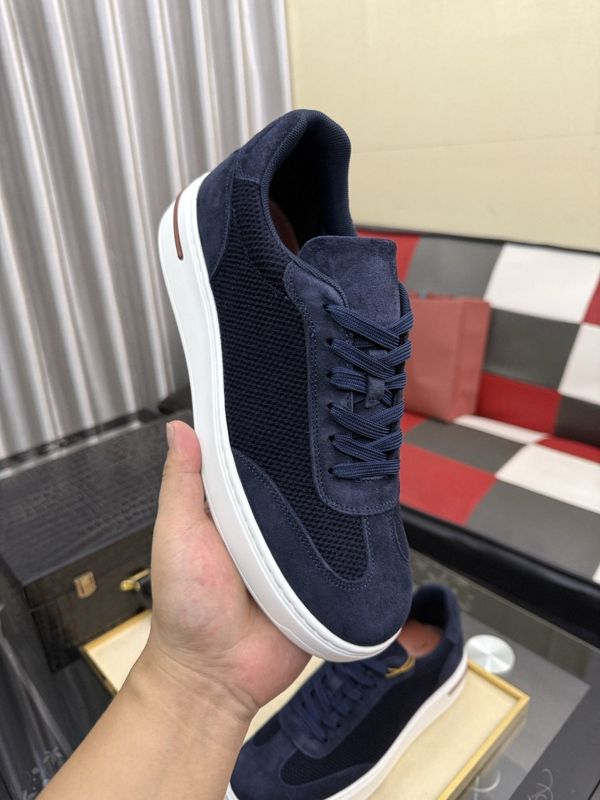 Textured Panel Low-Top Sneakers