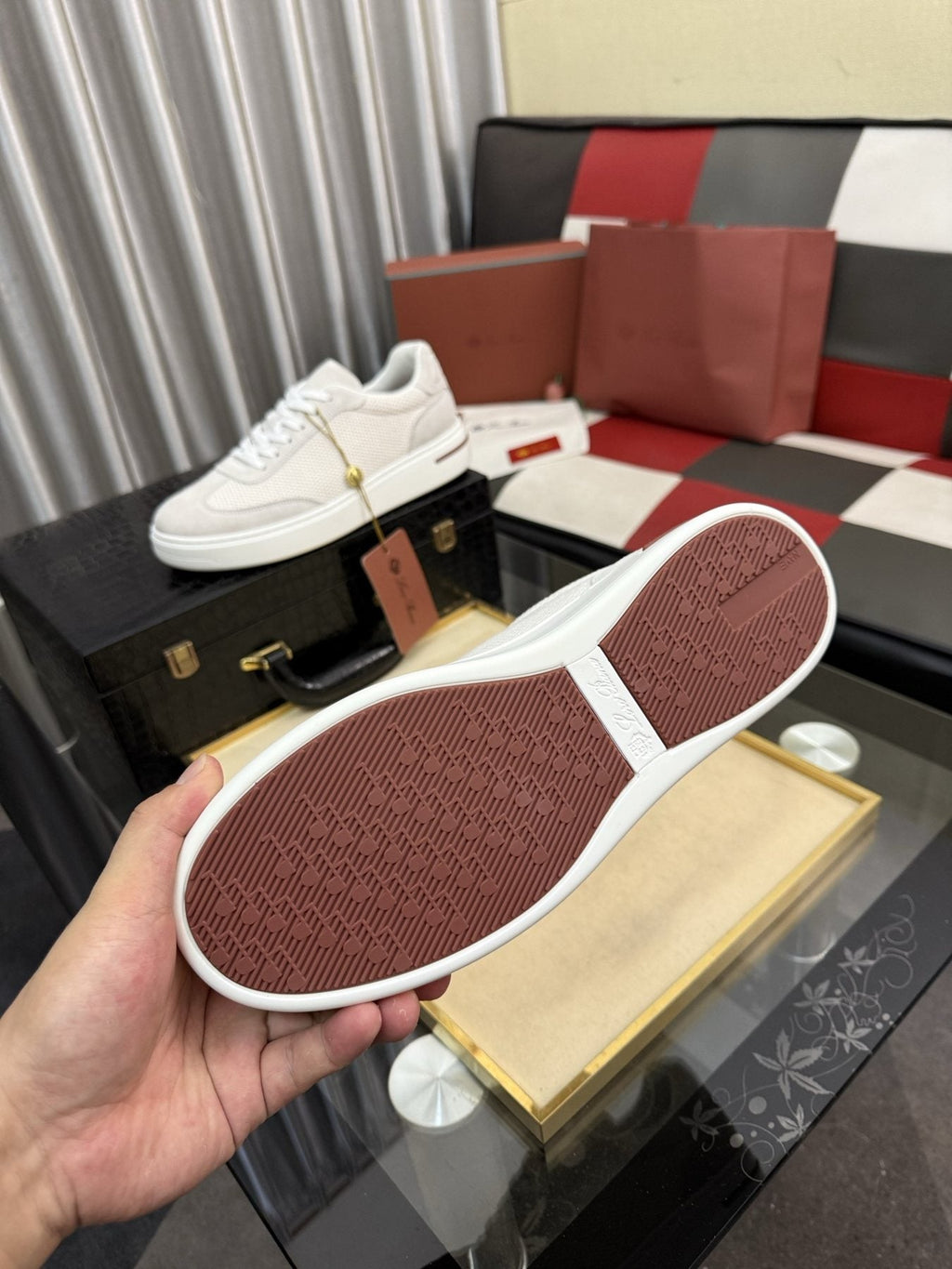 Textured Panel Low-Top Sneakers