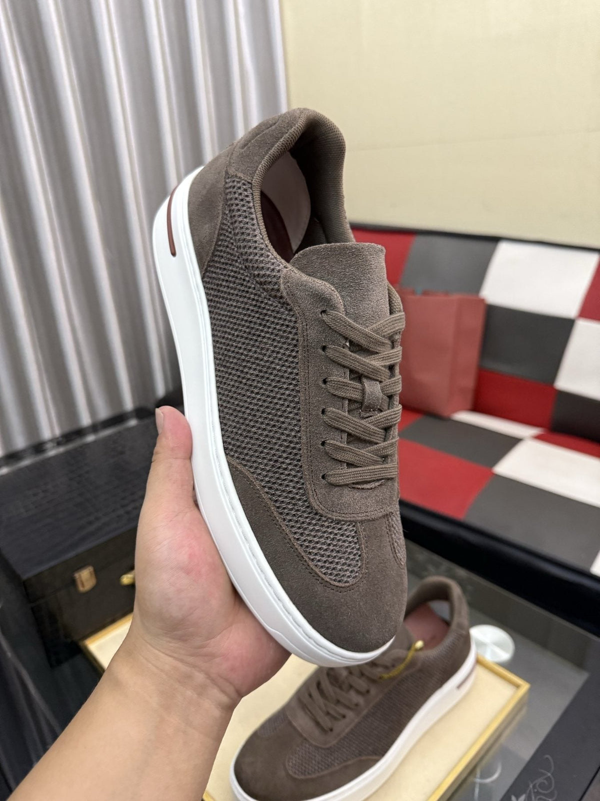 Textured Panel Low-Top Sneakers