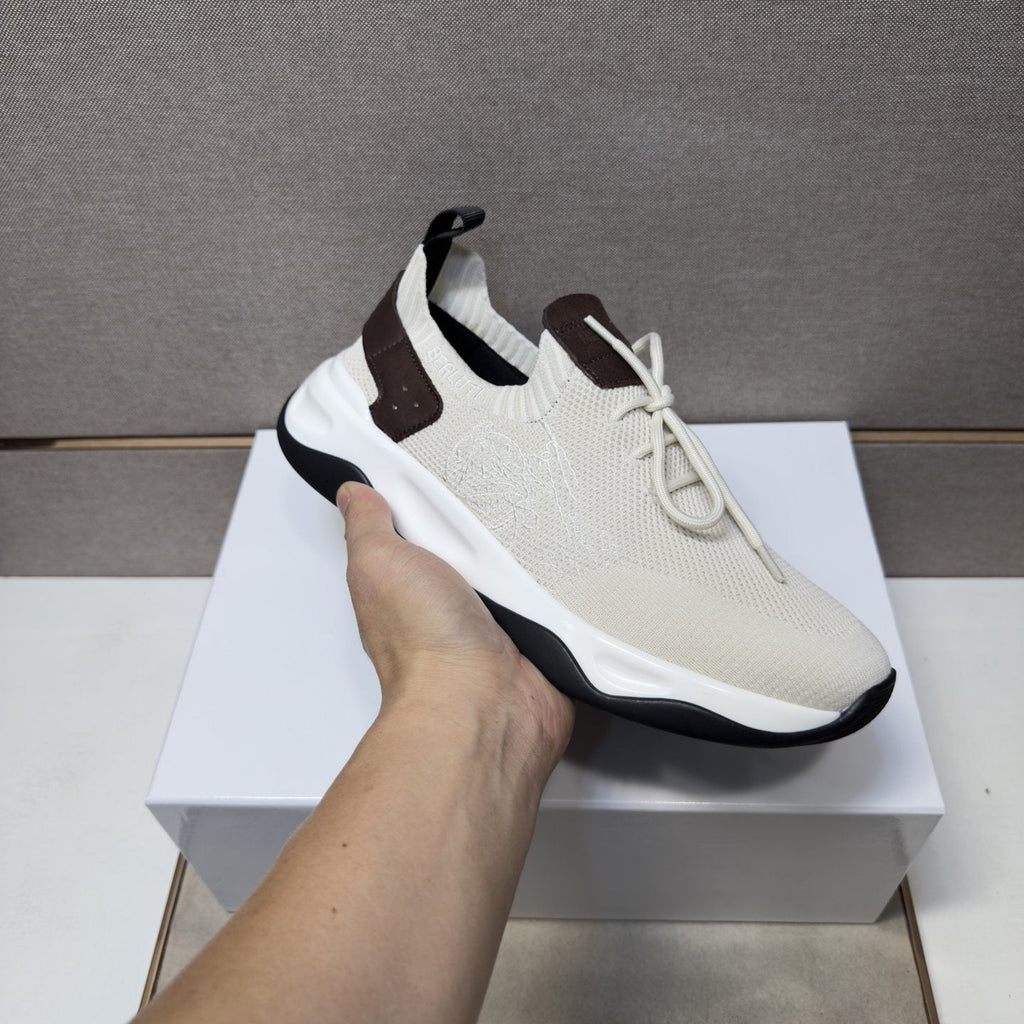 Berluti Mesh-Panel Sculpted-Sole Sneakers