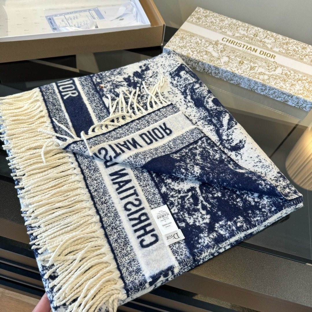 Dior Animal Jacquard Fringed Scarf
