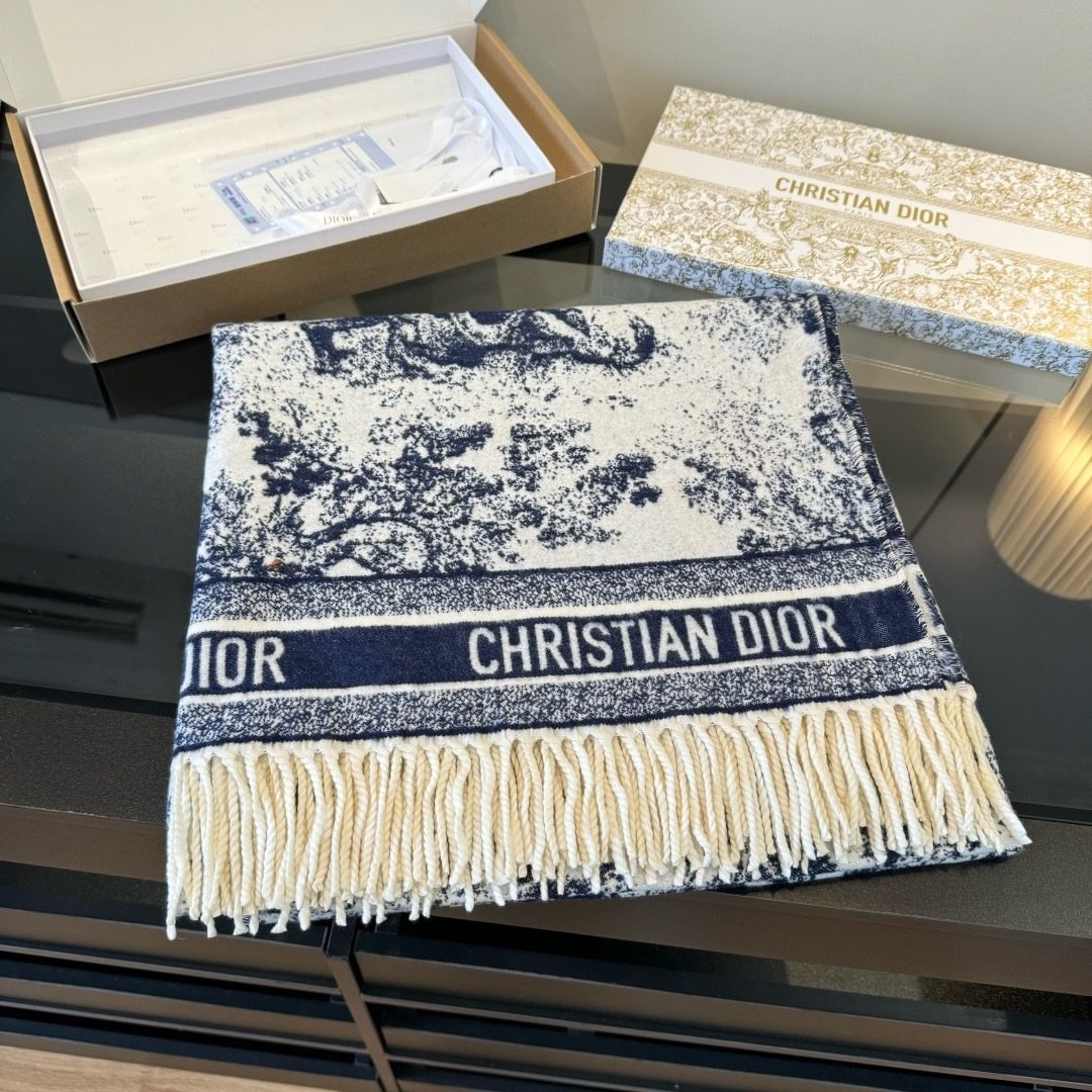 Dior Animal Jacquard Fringed Scarf