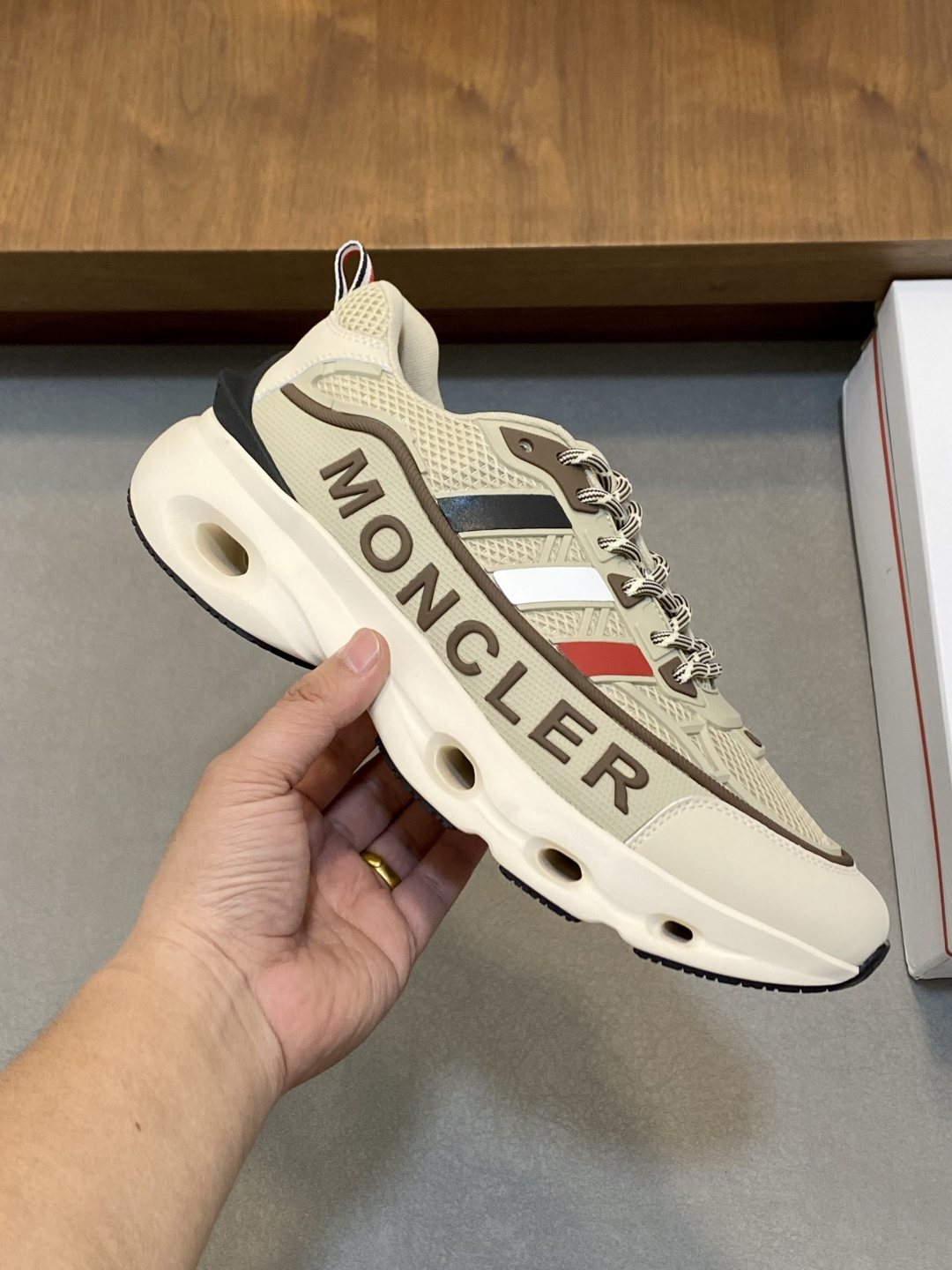 Moncler Men's Mesh Panel Sneakers - Rubber Side Inserts