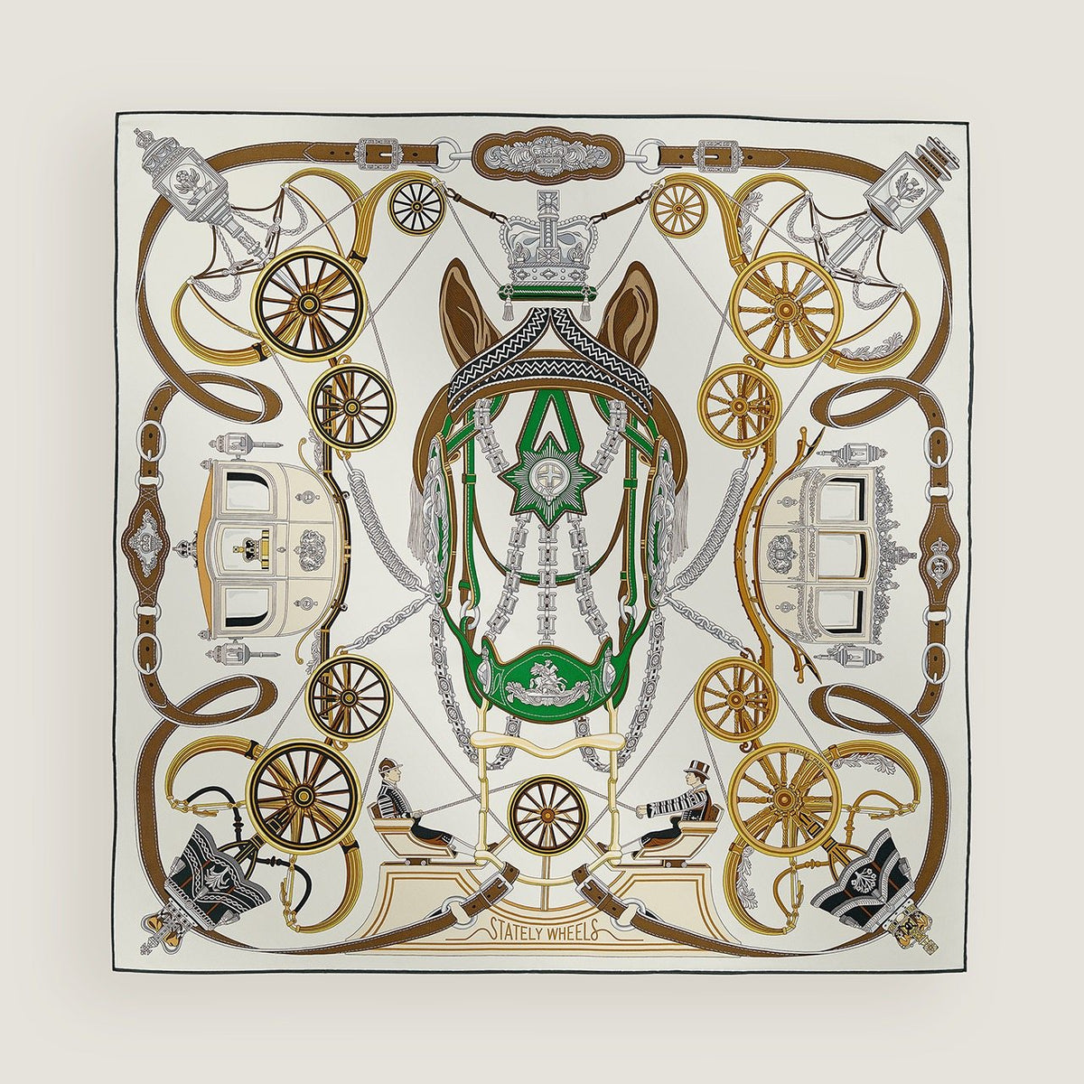 Hermès Carriage and Wheel Silk Scarf