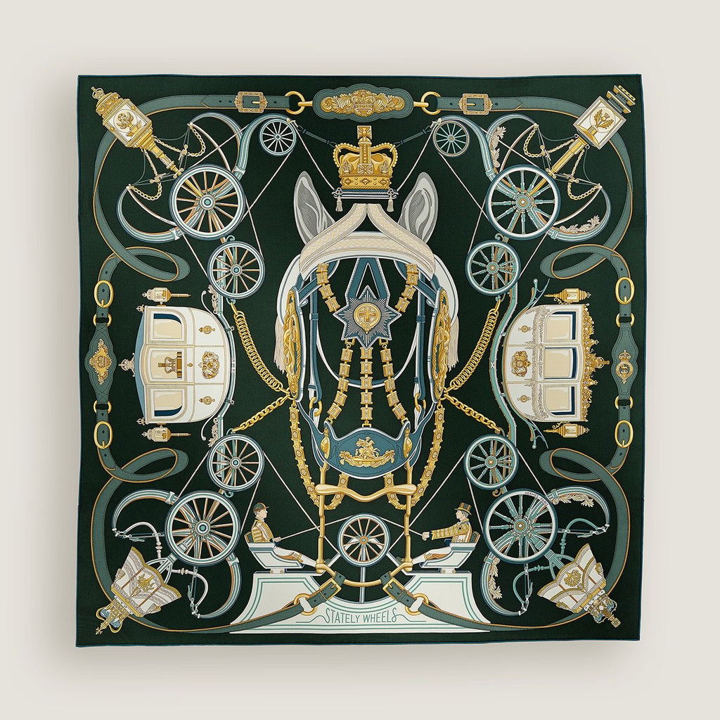 Hermès Carriage and Wheel Silk Scarf