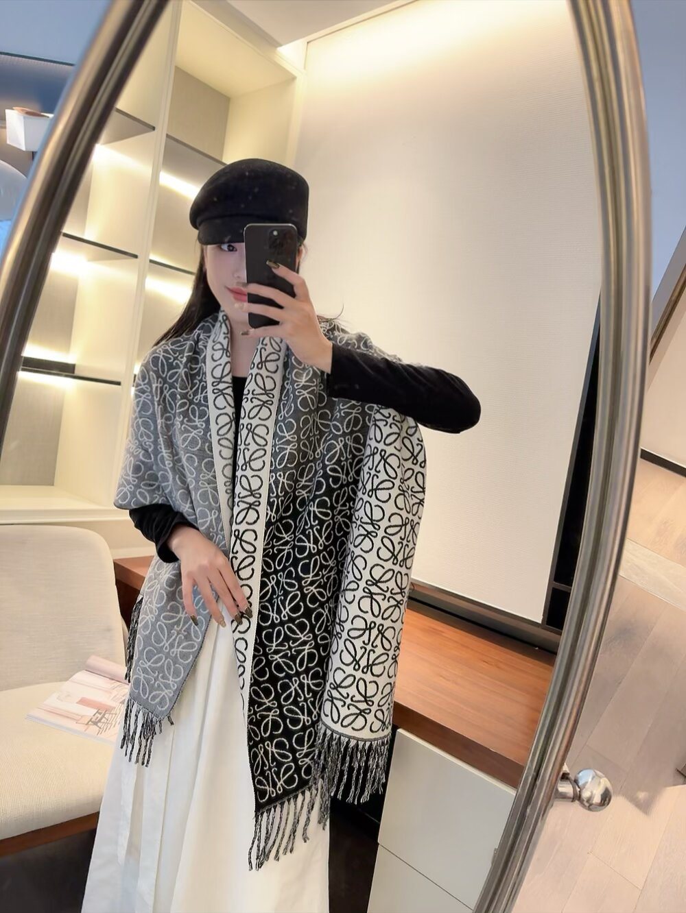 Loewe Loop Motif Fringe Scarf
