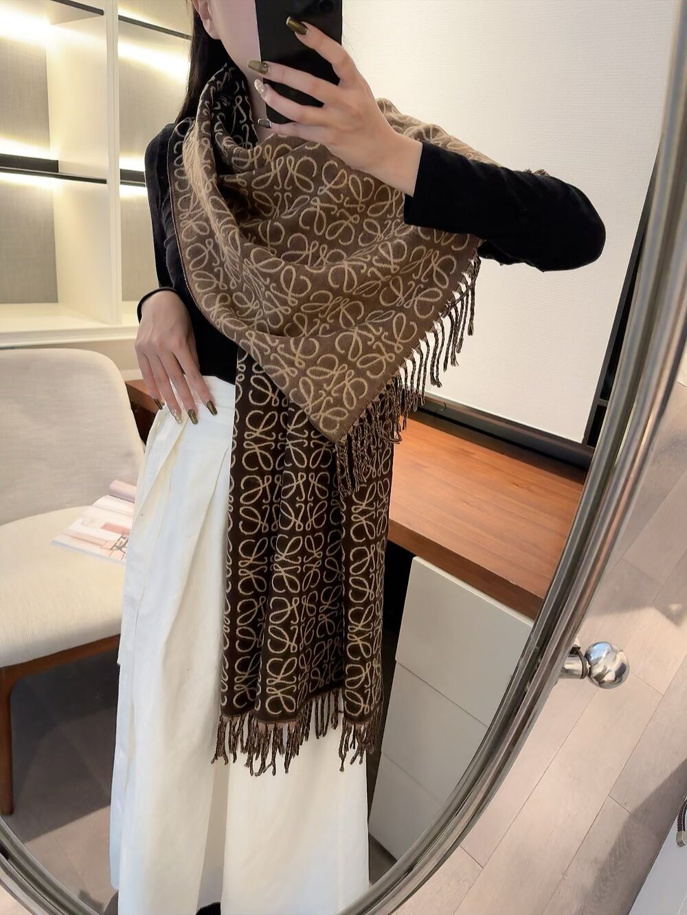 Loewe Loop Motif Fringe Scarf