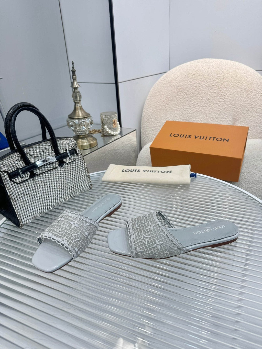 Louis Vuitton Woven Open-Toe Slide Sandals