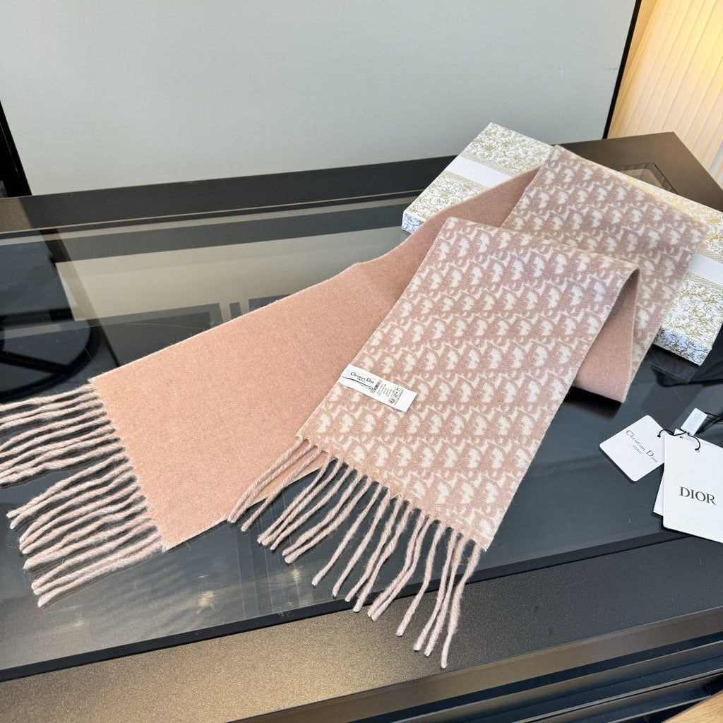 Dior Two-Tone Monogram Fringed Scarf