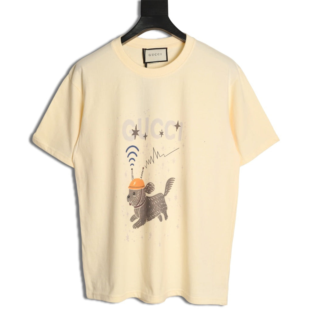 Gucci Cartoon Animal Graphic T-Shirt - Pale Yellow