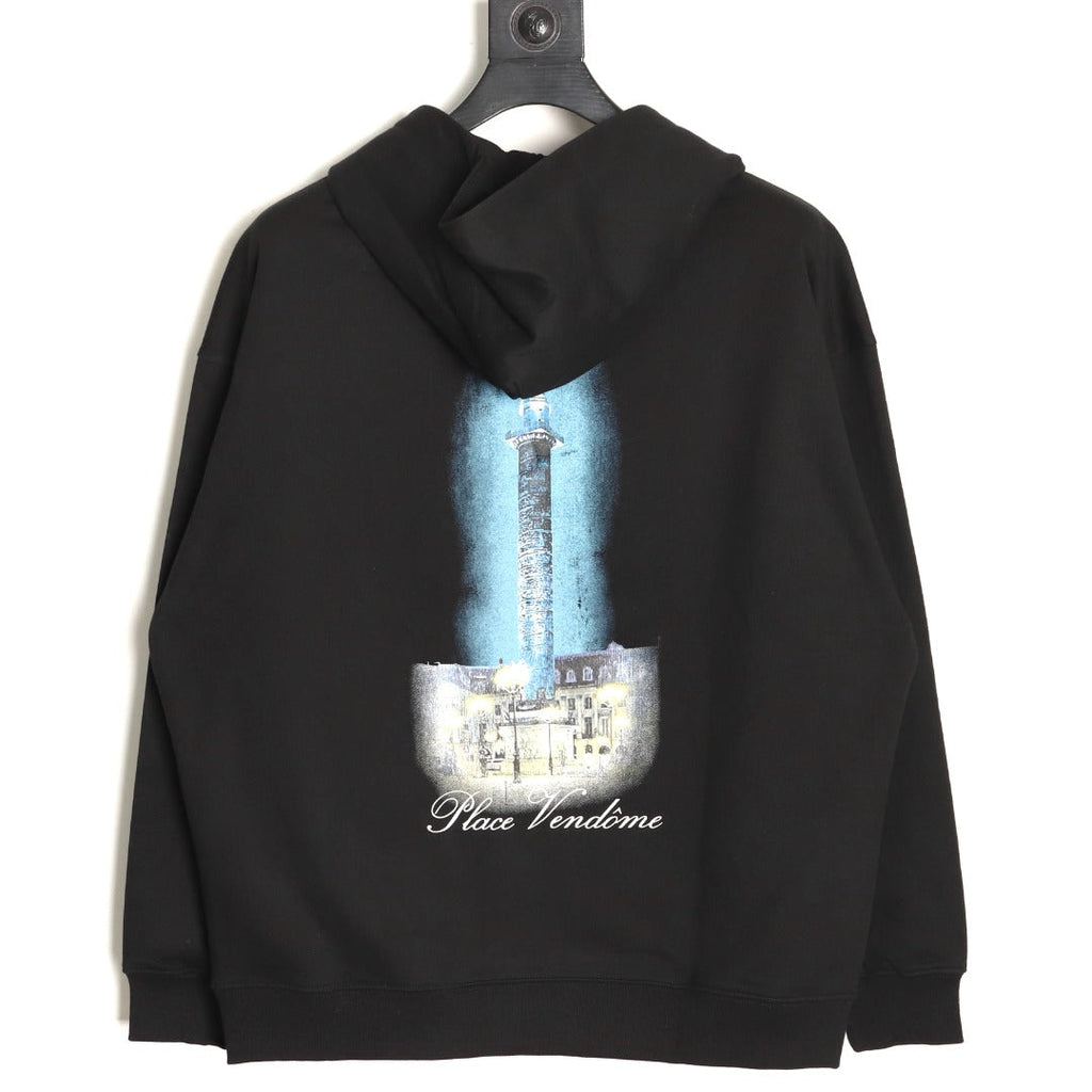 Balenciaga Vogue-Print Tower Graphic Hoodie - Black