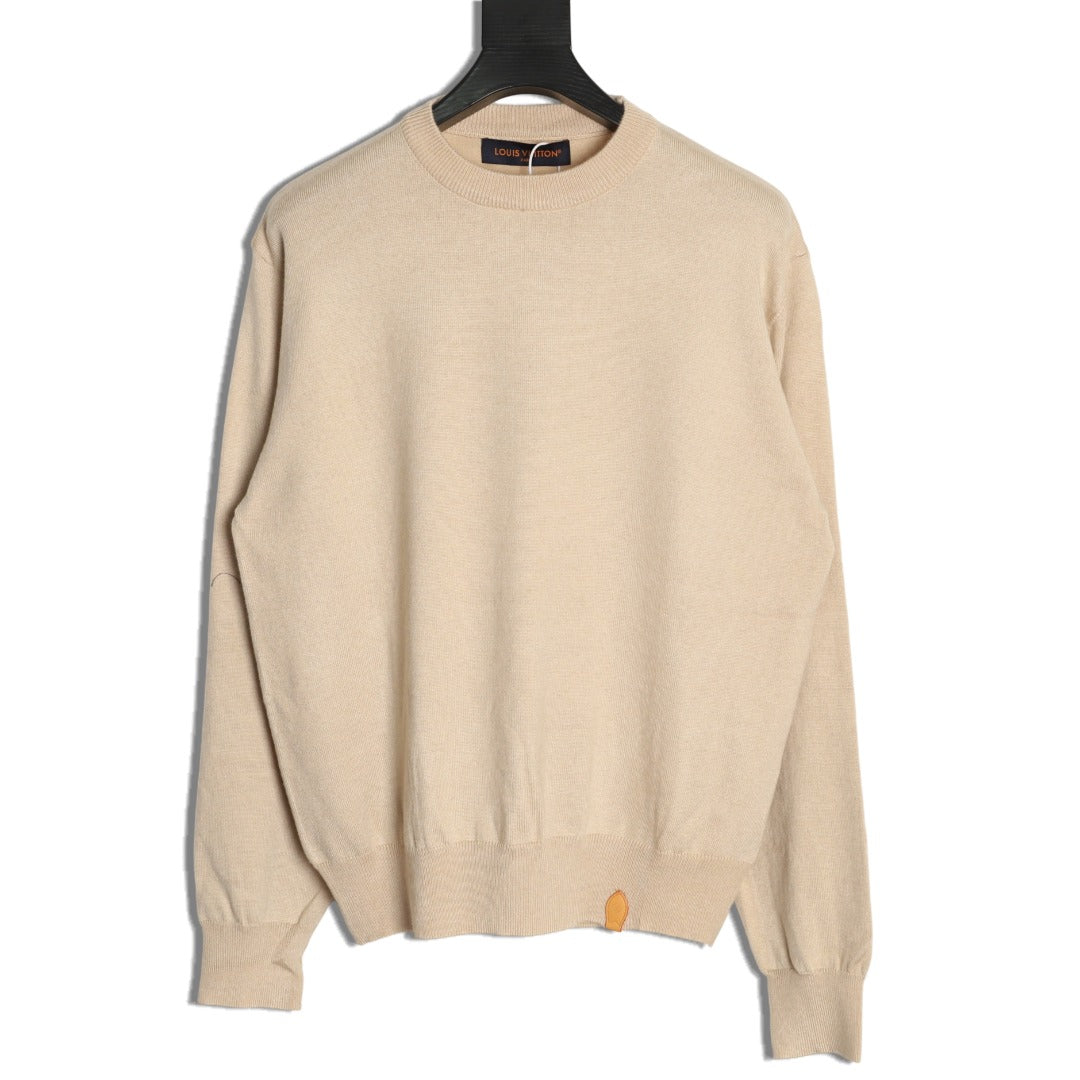 Louis Vuitton Label-Detail Crewneck Knit Sweater - Beige