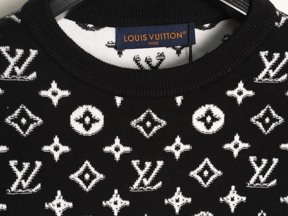 Louis Vuitton Monogram-Style Gradient Crewneck Sweater - Black