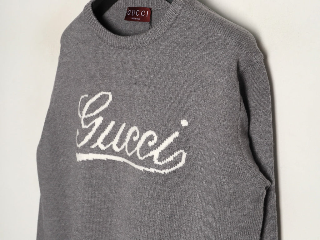 Gucci Signature-Logo Crewneck Sweater - Grey