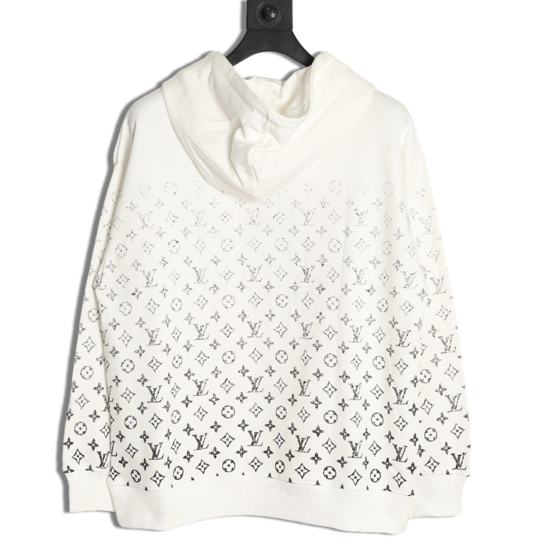 Louis Vuitton Gradient Monogram-Style Pullover Hoodie - White