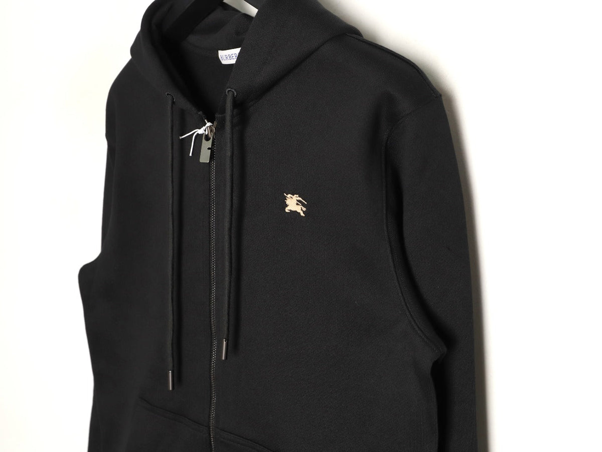 Burberry Oval Equestrian Back-Graphic Zip Hoodie - Black